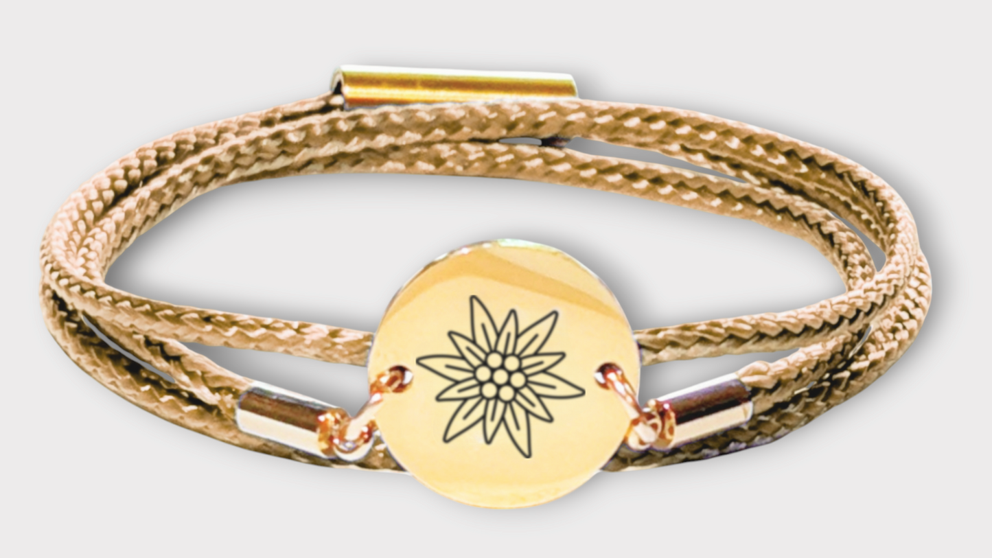 Edelweiss Gold Trachtenarmband mit Magnetverschluss